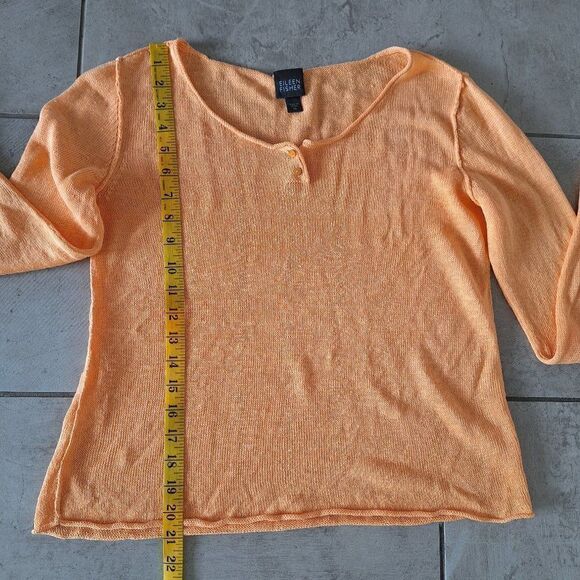 Eileen Fisher orange linen  knit pullover sweater size XS - Picture 5 of 6